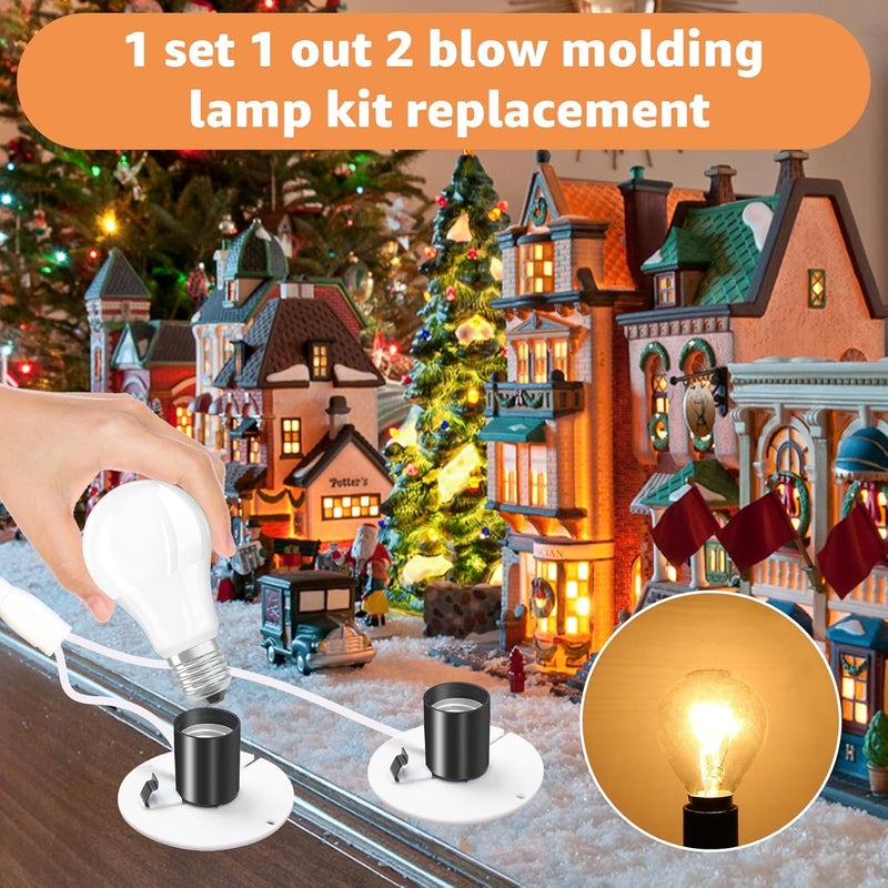 Norward 1 Set Blow Mold Light Kit Replacement, E27 E26 Double Bulb Cord Kit for Halloween,Christmas,Salt Lamp,Craft Indoor Outdoor Decorations,Salt Lamp Base with Switch Fuse Plug - Image 2
